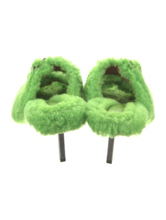 Amina Muaddi Shearling Shearling Slides