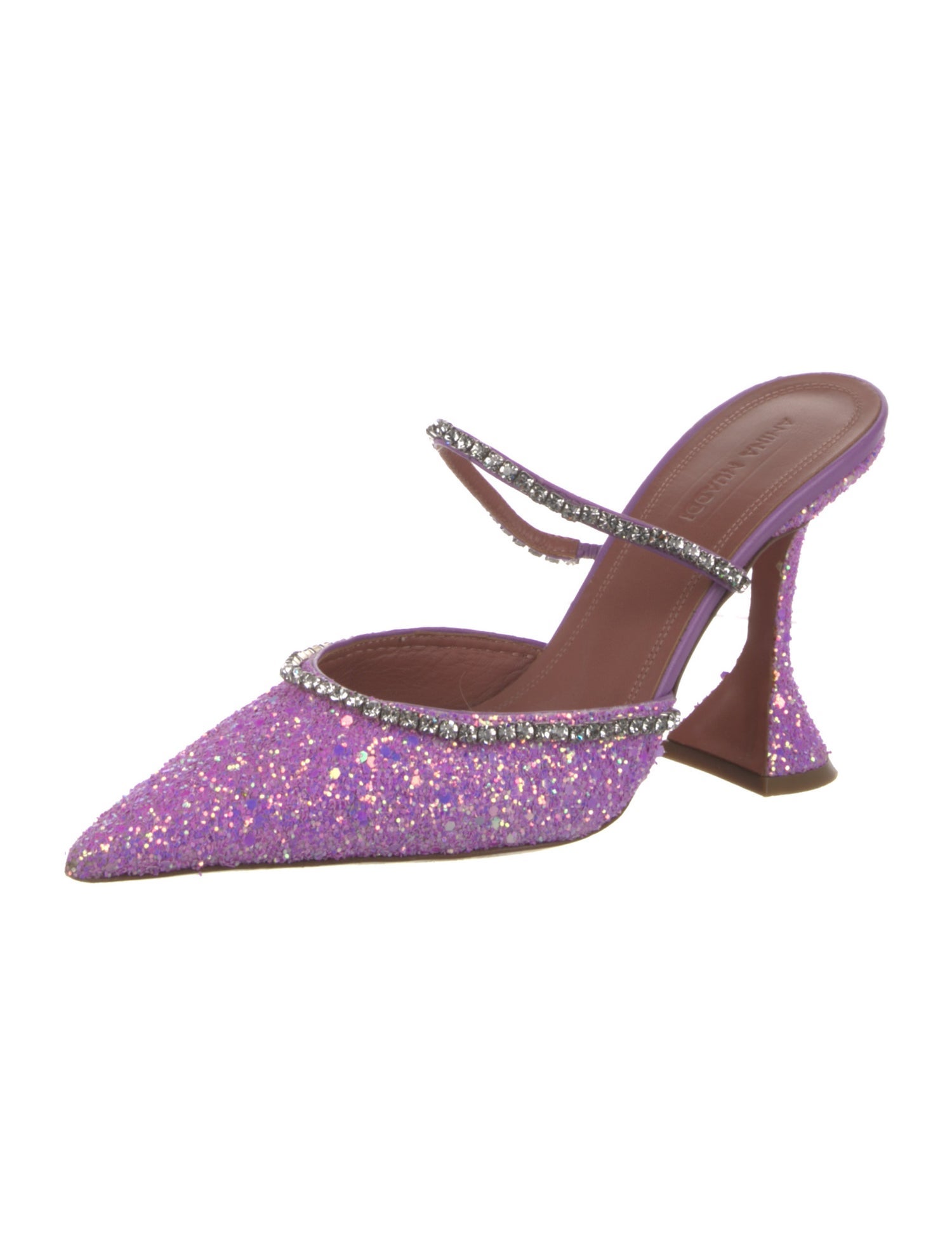 Amina Muaddi Glitter Crystal Embellishments Mules