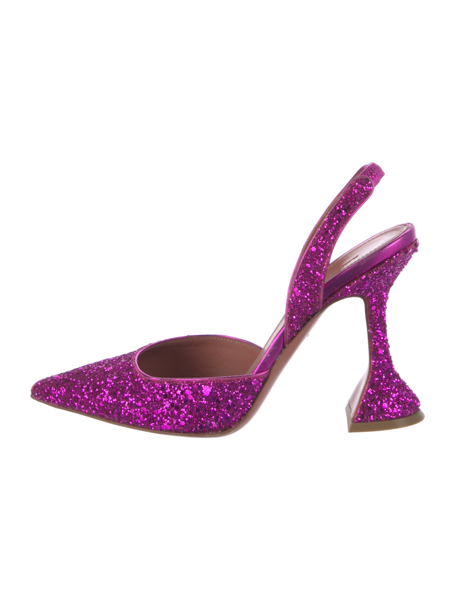 Amina Muaddi Glitter Crystal Embellishments Slingback Pumps