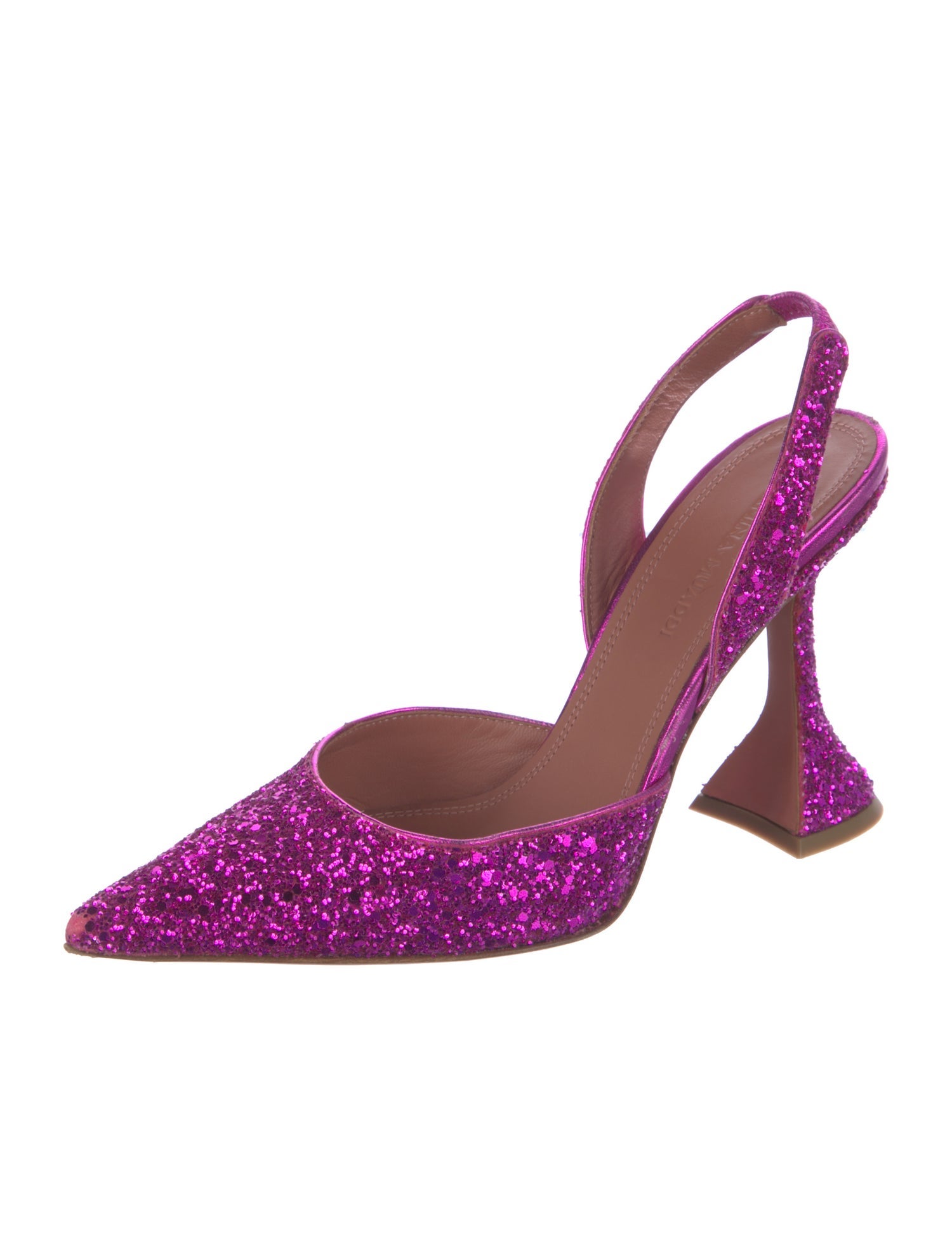 Amina Muaddi Glitter Crystal Embellishments Slingback Pumps