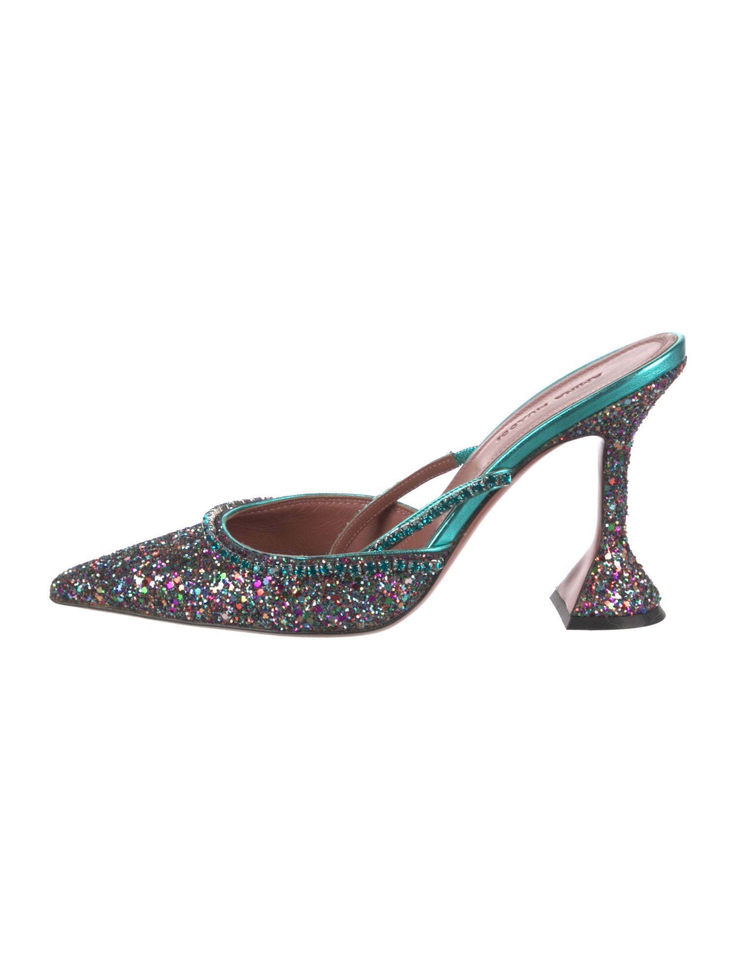 Amina Muaddi Glitter Crystal Embellishments Mules