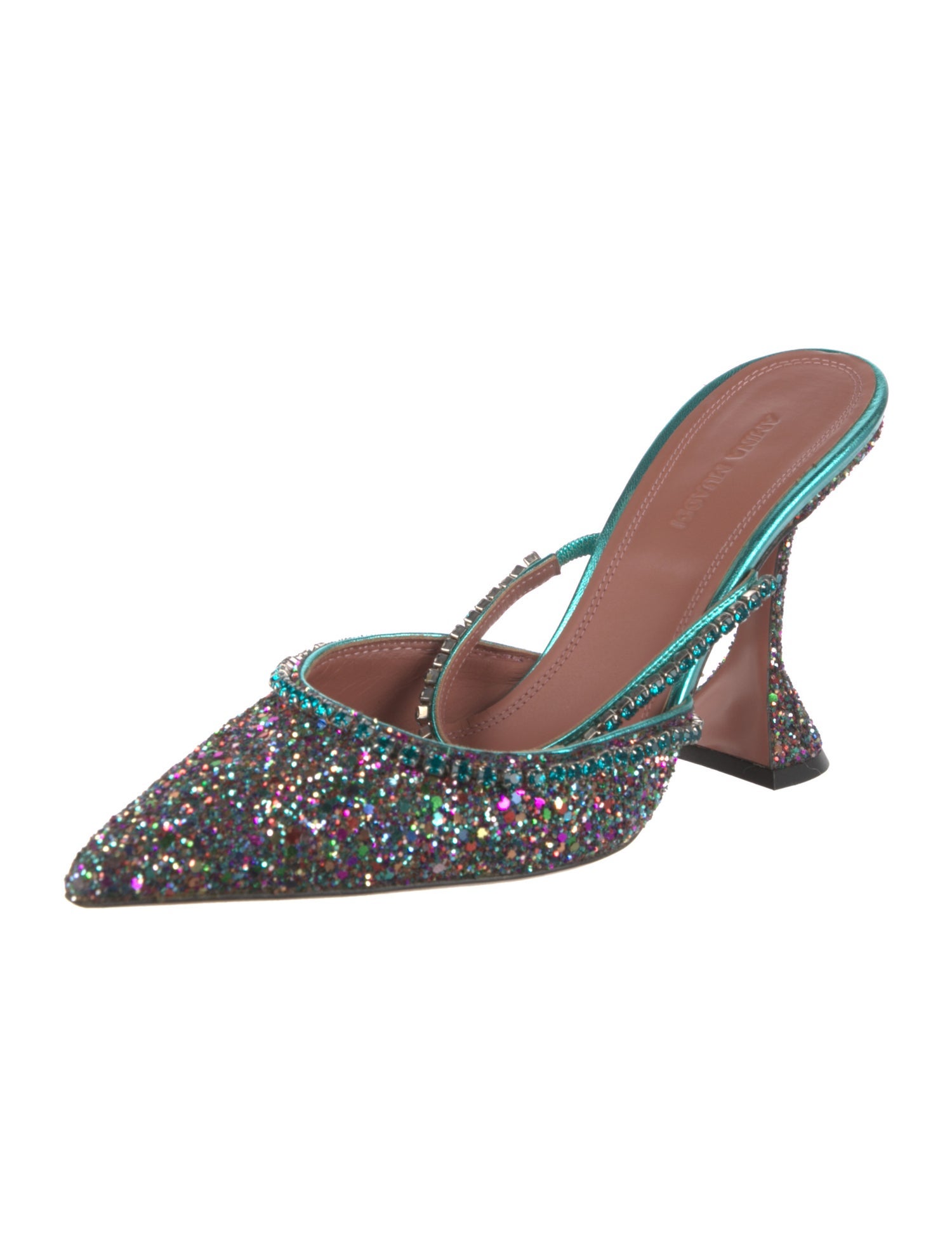 Amina Muaddi Glitter Crystal Embellishments Mules