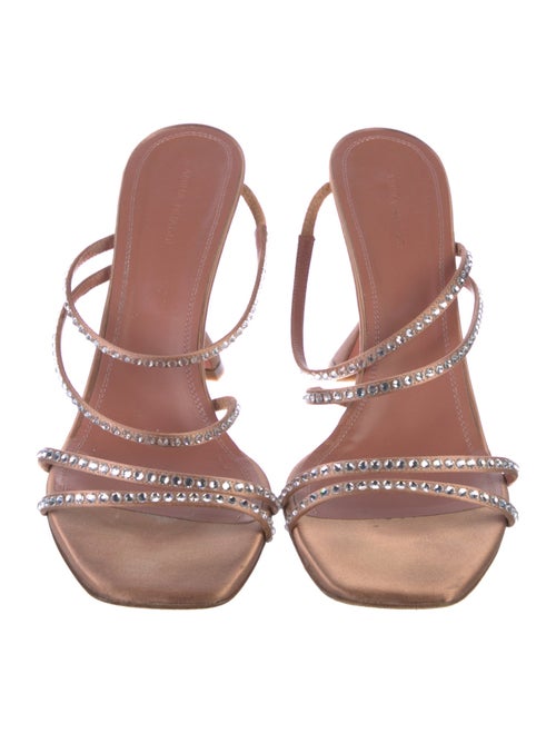 Amina Muaddi Satin Crystal Embellishments Slides