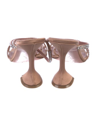 Amina Muaddi Satin Crystal Embellishments Slides