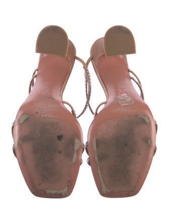 Amina Muaddi Satin Crystal Embellishments Slides