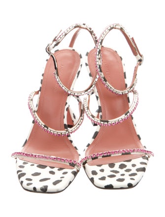 Amina Muaddi Gilda 'Dalmation' Satin Sandals