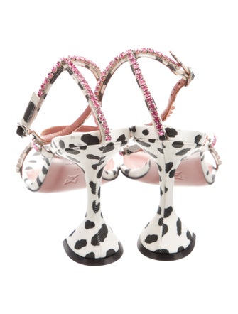 Amina Muaddi Gilda 'Dalmation' Satin Sandals