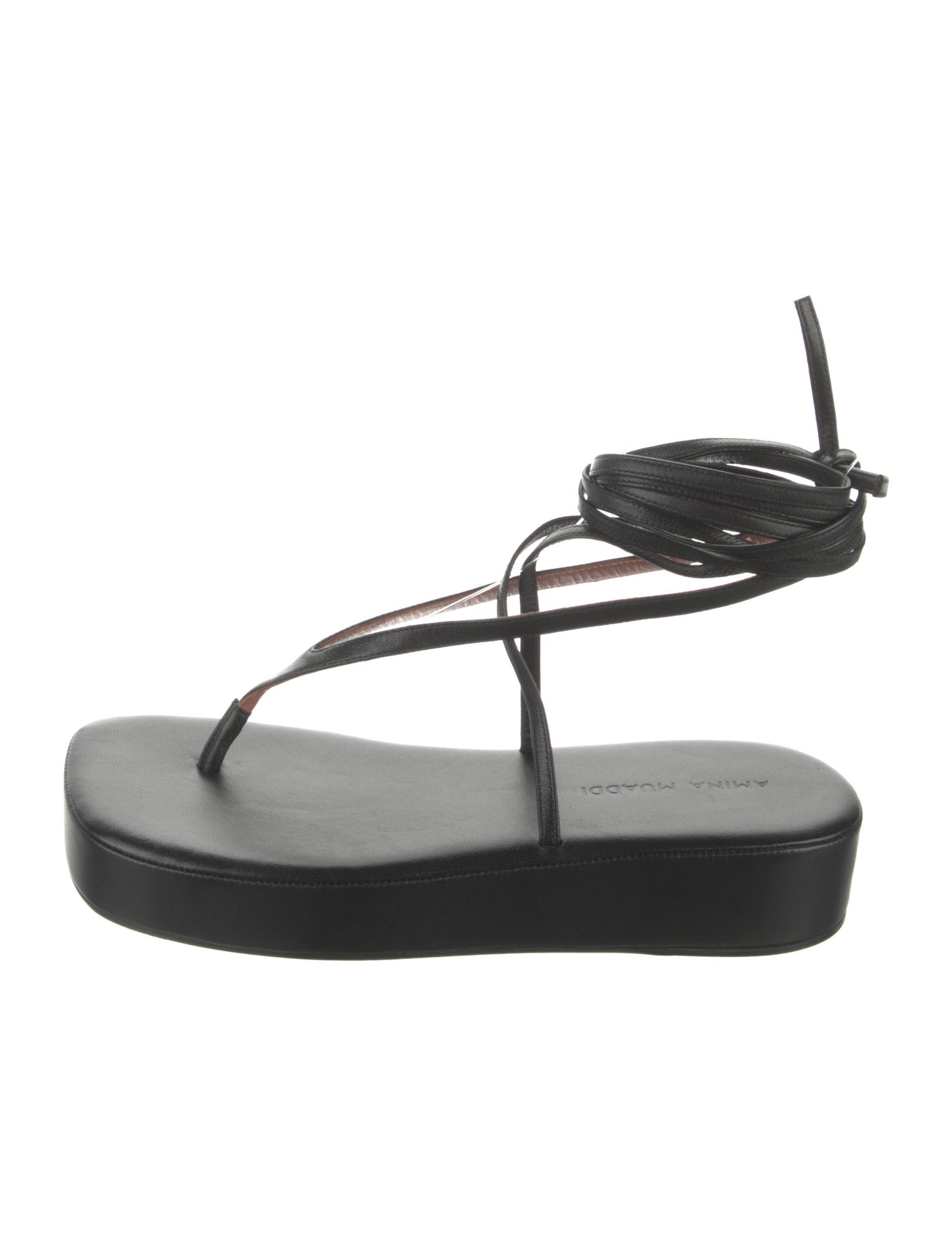 Amina Muaddi Leather Gladiator Sandals