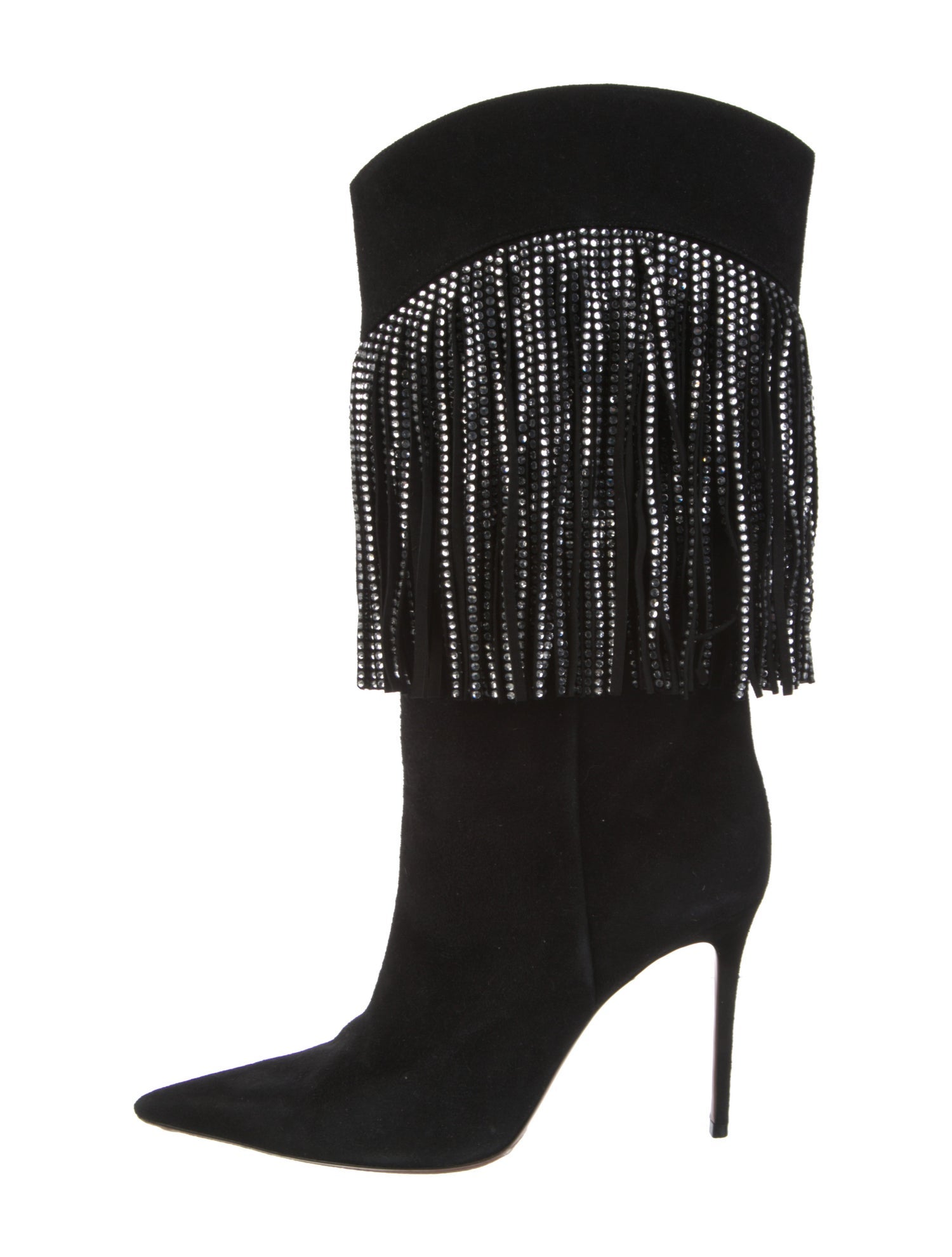 Amina Muaddi Lily Suede Western Boots