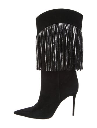 Amina Muaddi Lily Suede Western Boots