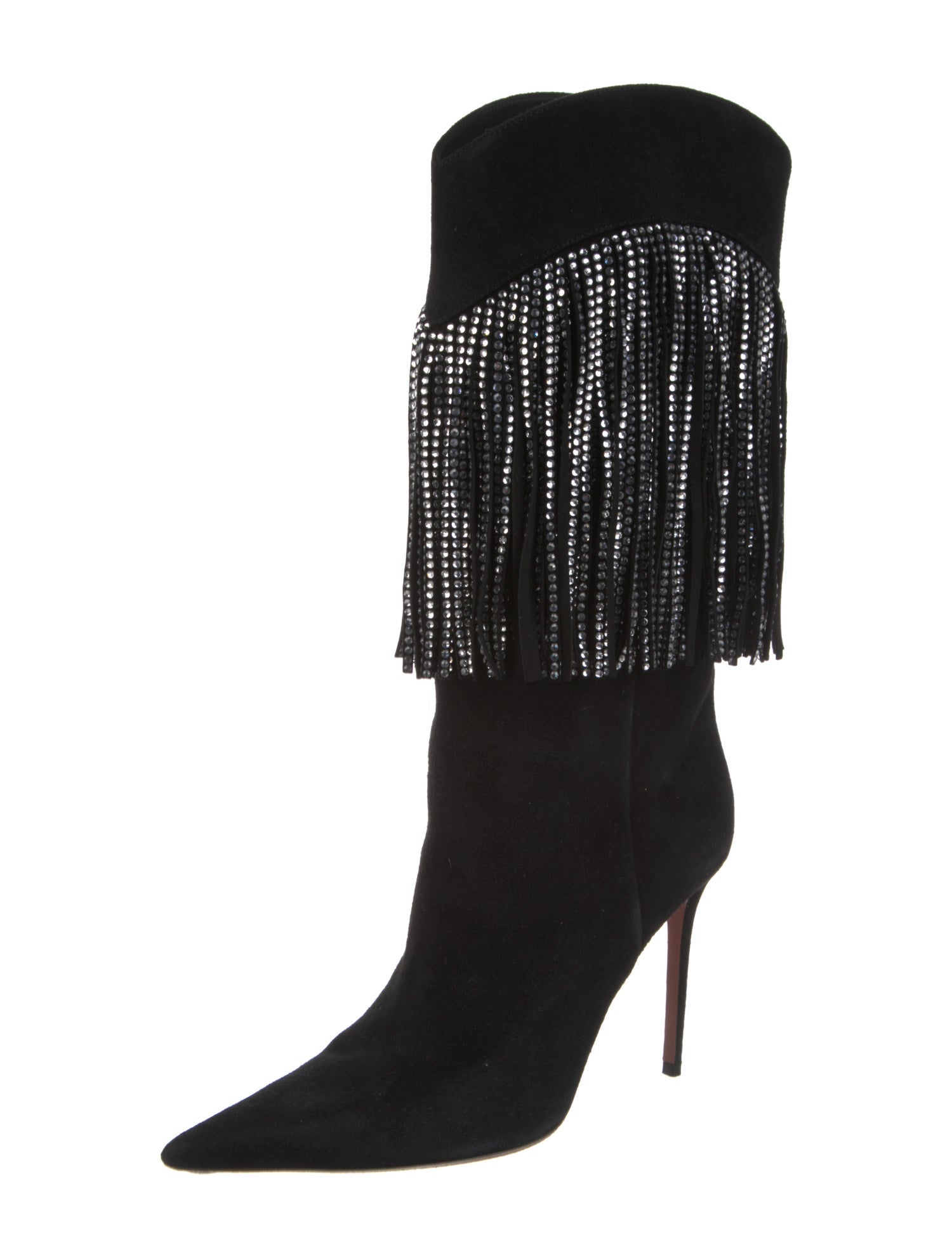 Amina Muaddi Lily Suede Western Boots