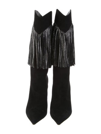 Amina Muaddi Lily Suede Western Boots