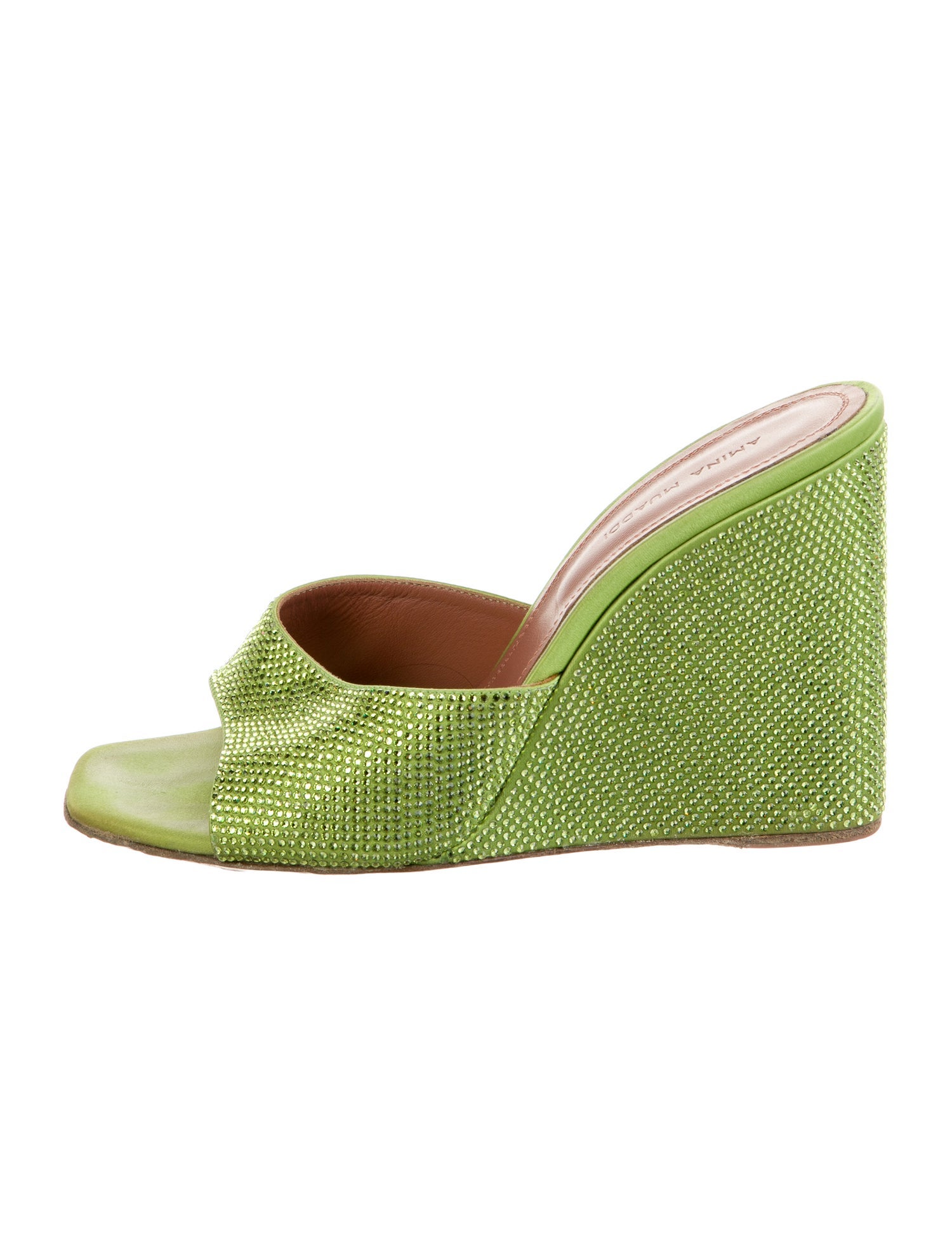 Amina Muaddi Crystal Printed Slides