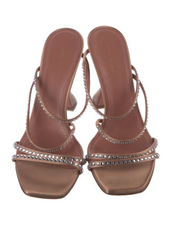 Amina Muaddi Satin Crystal Embellishments Slides