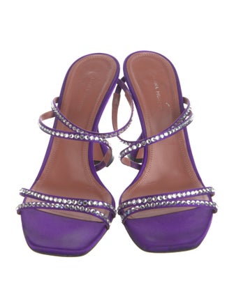 Amina Muaddi Satin Crystal Embellishments Slides