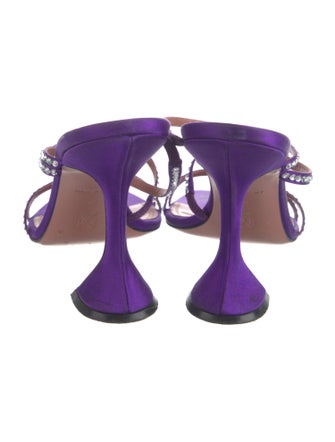 Amina Muaddi Satin Crystal Embellishments Slides