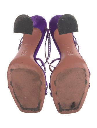 Amina Muaddi Satin Crystal Embellishments Slides