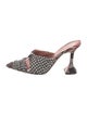 Amina Muaddi Wool Houndstooth Print Mules