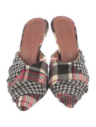 Amina Muaddi Wool Houndstooth Print Mules