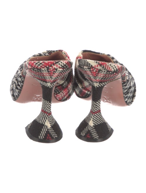 Amina Muaddi Wool Houndstooth Print Mules
