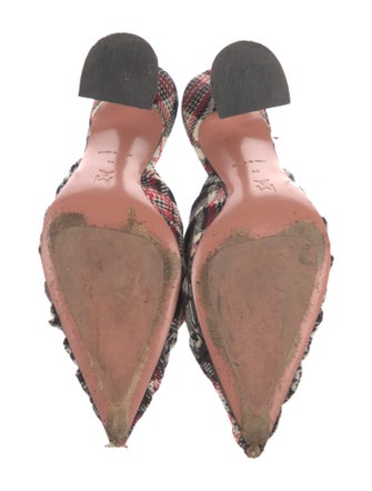 Amina Muaddi Wool Houndstooth Print Mules