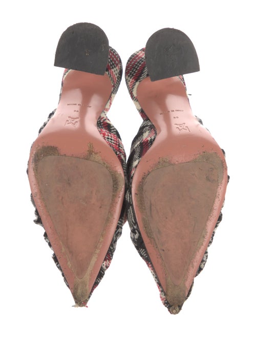 Amina Muaddi Wool Houndstooth Print Mules