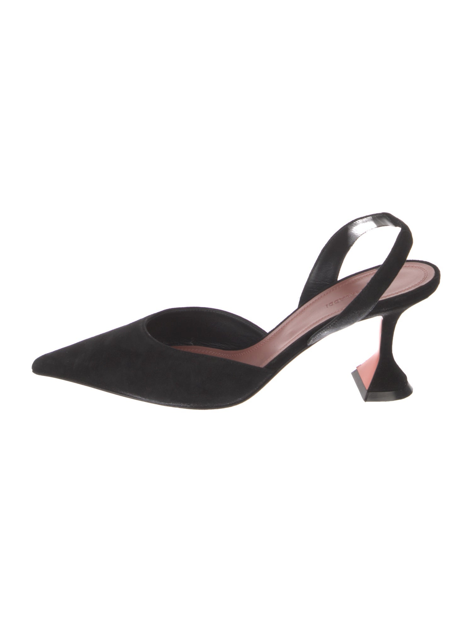 Amina Muaddi Suede Crystal Embellishments Slingback Pumps