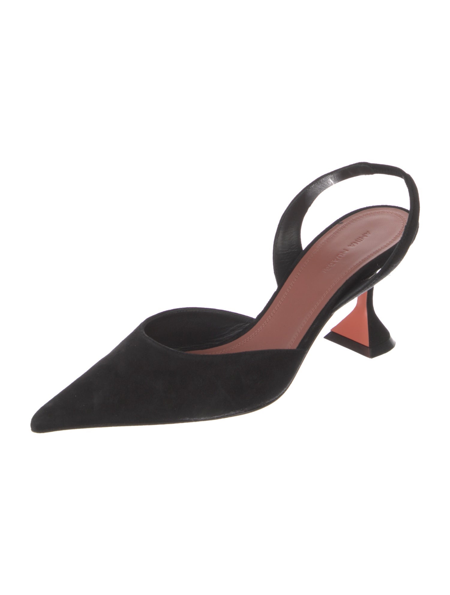 Amina Muaddi Suede Crystal Embellishments Slingback Pumps