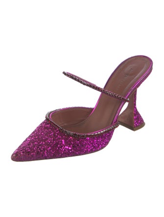 Amina Muaddi Glitter Crystal Embellishments Mules