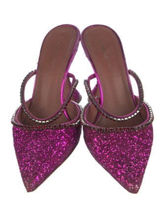 Amina Muaddi Glitter Crystal Embellishments Mules
