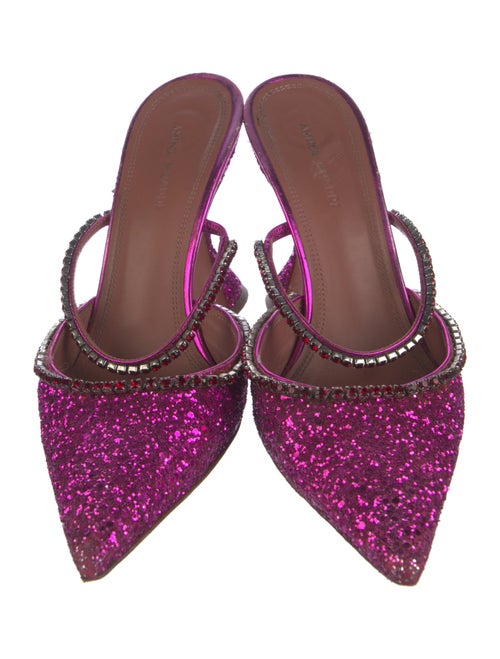 Amina Muaddi Glitter Crystal Embellishments Mules