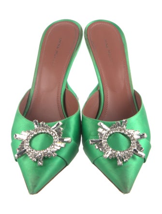 Amina Muaddi Satin Crystal Embellishments Slides