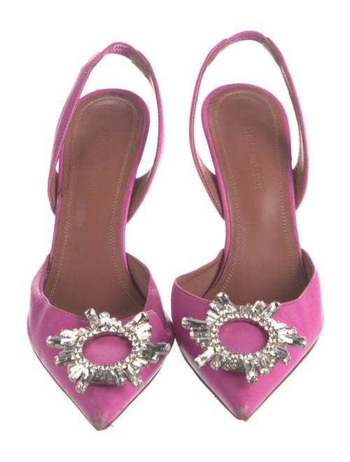 Amina Muaddi Camelia Leather Slingback Pumps