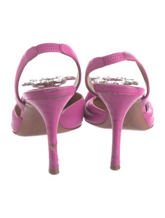 Amina Muaddi Camelia Leather Slingback Pumps