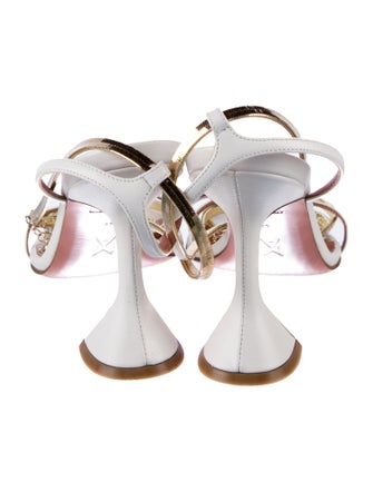 Amina Muaddi Leather Chain-Link Accents Sandals