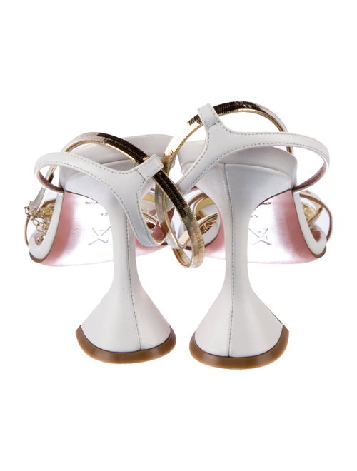 Amina Muaddi Leather Chain-Link Accents Sandals
