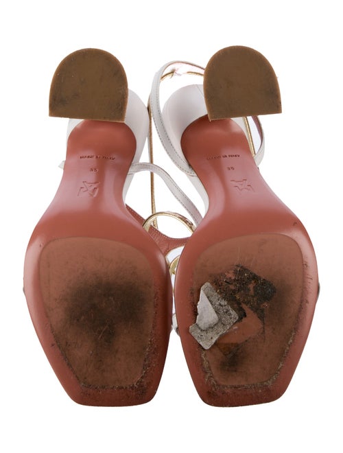 Amina Muaddi Leather Chain-Link Accents Sandals