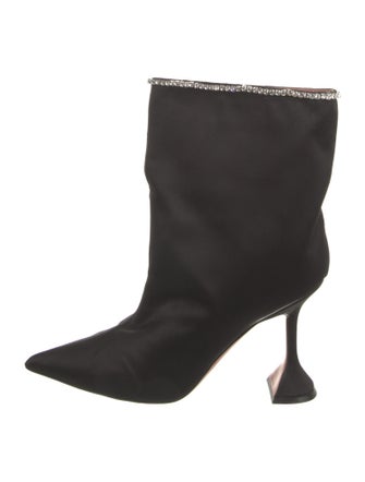 Amina Muaddi Satin Crystal Embellishments Boots