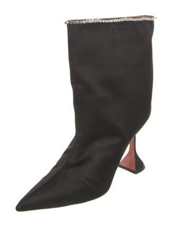 Amina Muaddi Satin Crystal Embellishments Boots