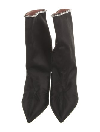 Amina Muaddi Satin Crystal Embellishments Boots