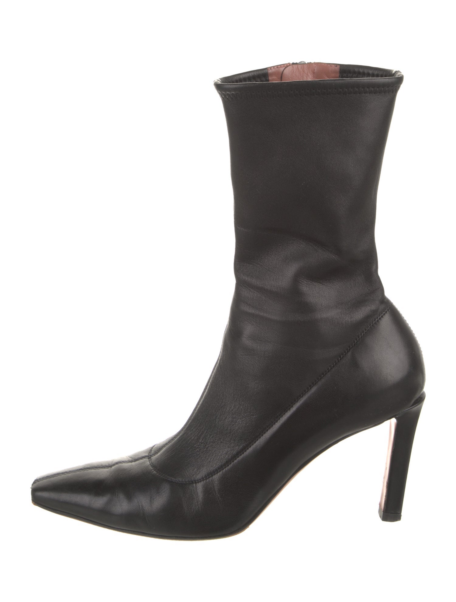 Amina Muaddi Hannah Leather Sock Boots