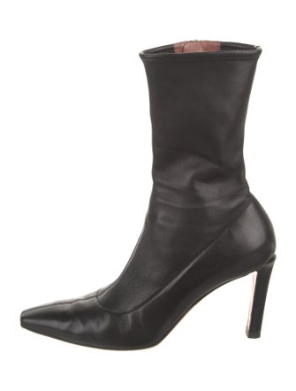 Amina Muaddi Hannah Leather Sock Boots