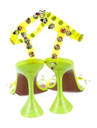 Amina Muaddi PVC Printed Sandals