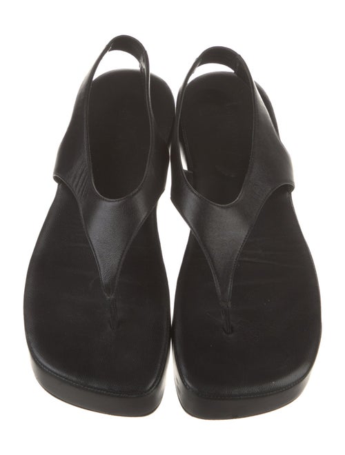 Amina Muaddi Leather T-Strap Sandals