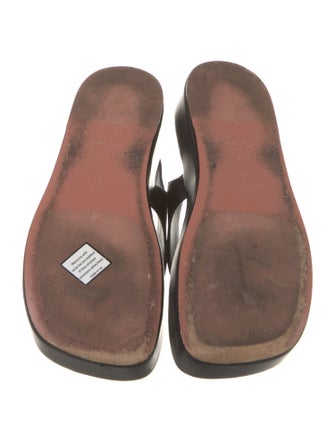 Amina Muaddi Leather T-Strap Sandals