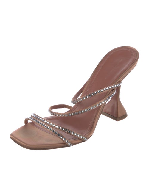 Amina Muaddi Satin Crystal Embellishments Slides
