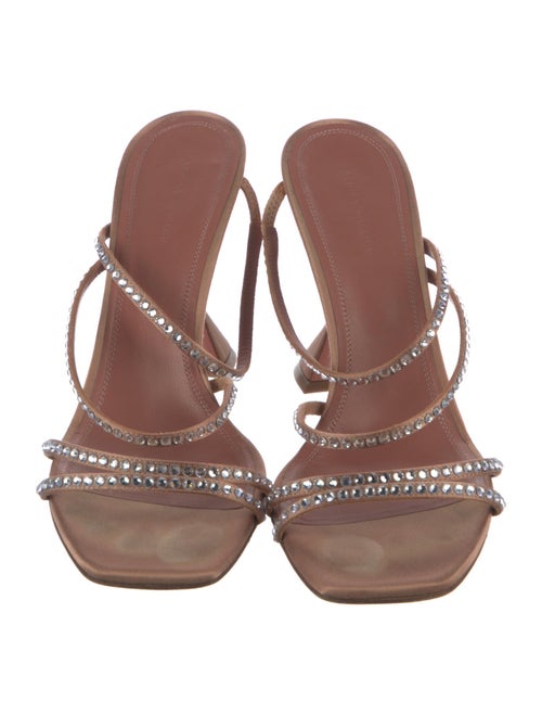 Amina Muaddi Satin Crystal Embellishments Slides