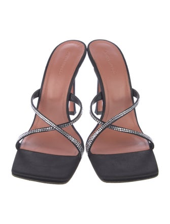 Amina Muaddi Satin Crystal Embellishments Slides