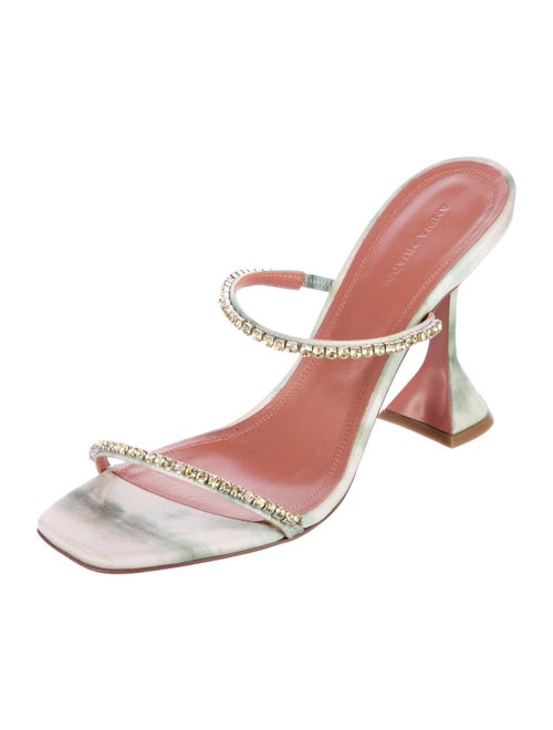 Amina Muaddi Satin Crystal Embellishments Slides