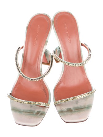Amina Muaddi Satin Crystal Embellishments Slides